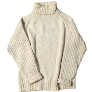 Westbound Cream and Metallic Gold Thick Winter Turtleneck Sweater‎ Size Medium